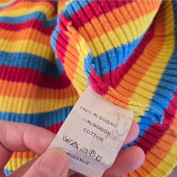 Minga London Rainbow Mock Neck Striped Ribbed Cropped Sweater - Picture 8 of 8